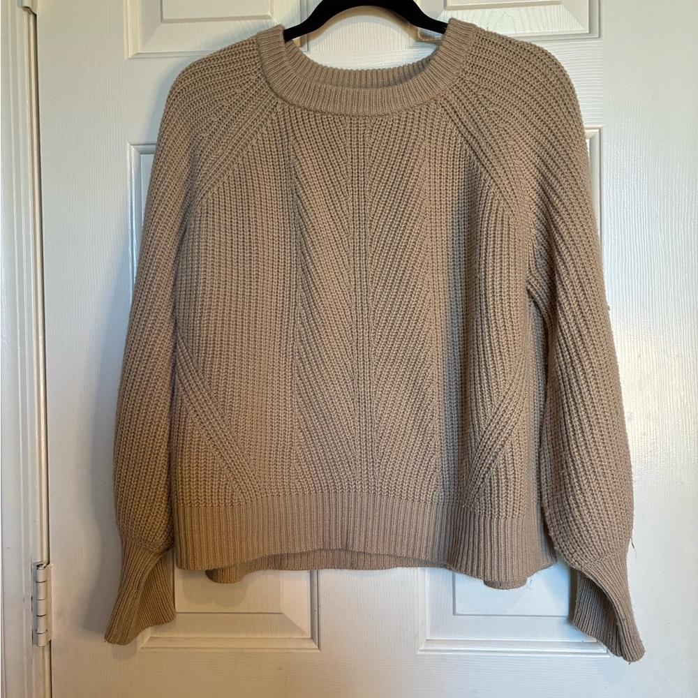 BE COOL Women's Tan Knit Crew Neck Sweater